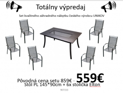 Zhradn set,  Stl PL 145*90cm + 6x stolika Elton